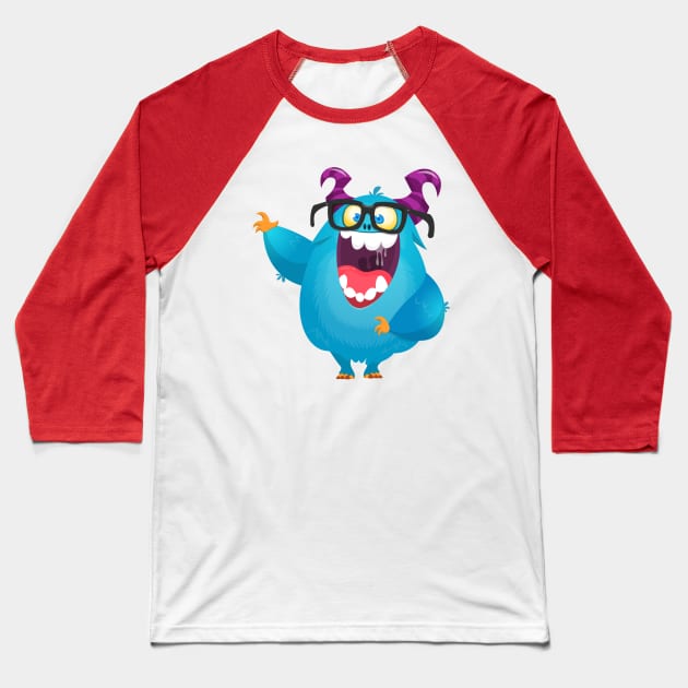 Blue Monster Baseball T-Shirt by Mako Design 